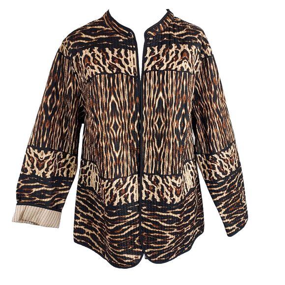 NWT Catherines Womens Quilted Reversible Jacket Size 1X Brown Black Lightweight - Picture 1 of 13